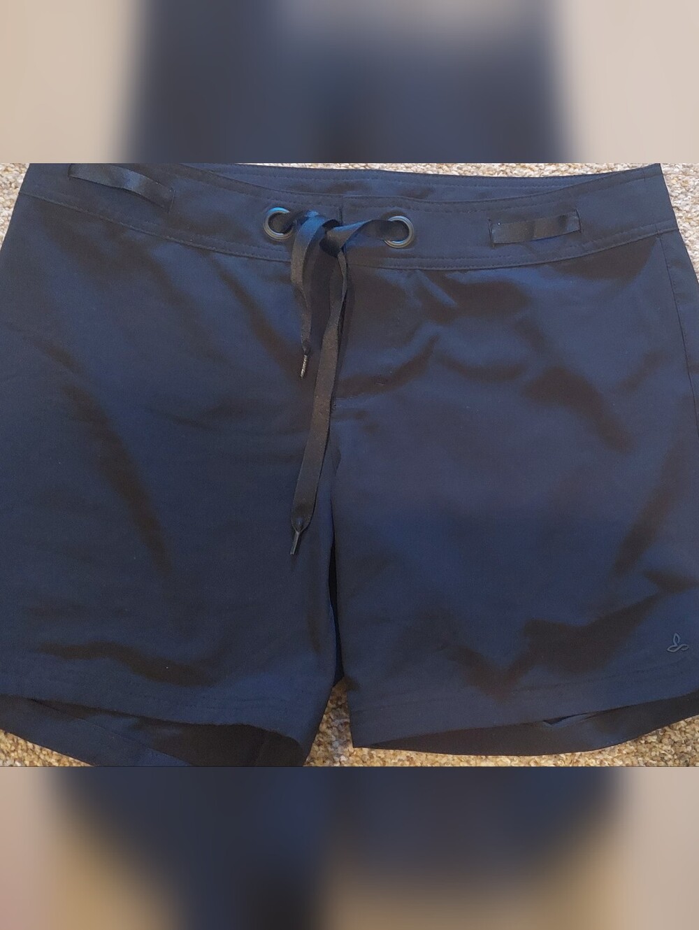 Womans Prana Silvan Black Drawstring Board Shorts